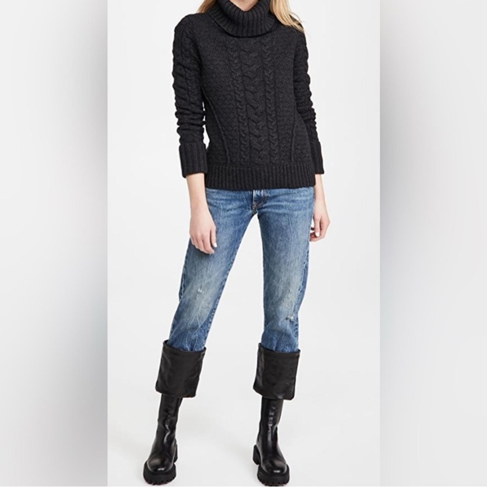 Veronica Beard Women's Long Sleeve Wool Cable Knit Sereia Sweater Charcoal Small - Picture 5 of 8